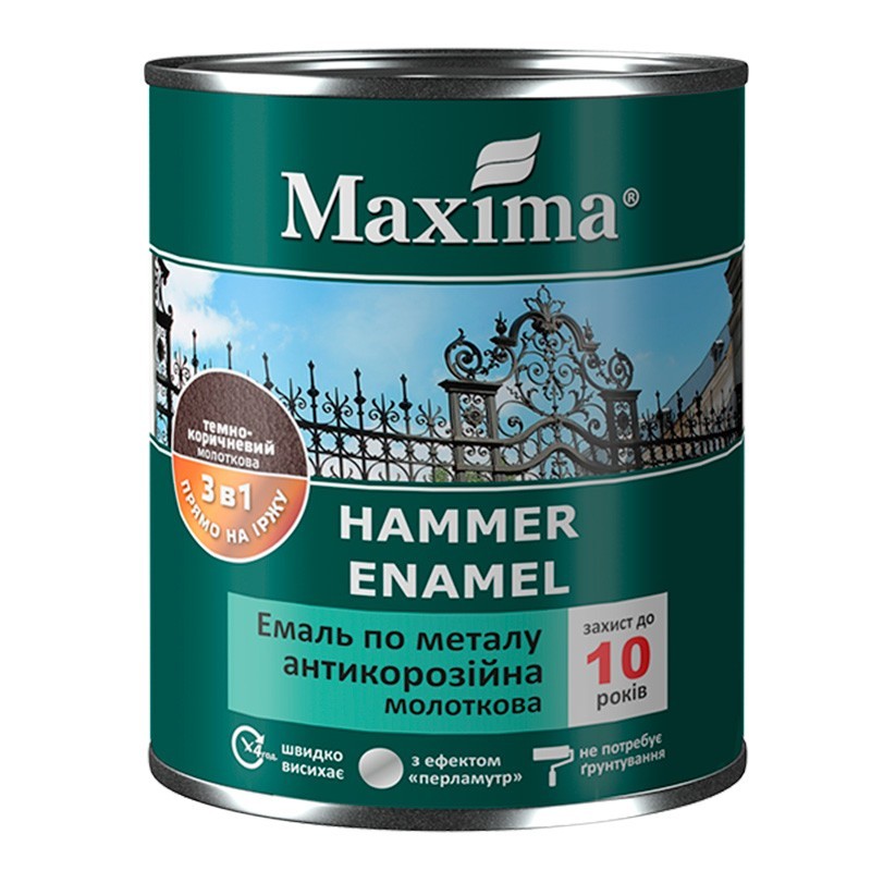 Эмаль антикоррозийная по металлу 3 в 1 молотковая Maxima глянцевая темно-коричневая 2,3 кг
Эмаль антикоррозийная по металлу 3 в 1 молотковая Maxima глянцевая темно-коричневая 2,3 кг