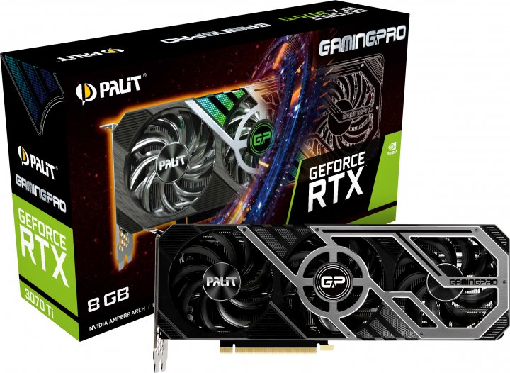 Відеокарта GF RTX 3070 Ti 8GB GDDR6X GamingPro Palit (NED307T019P2-1046A)
Відеокарта GF RTX 3070 Ti 8GB GDDR6X GamingPro Palit (NED307T019P2-1046A)