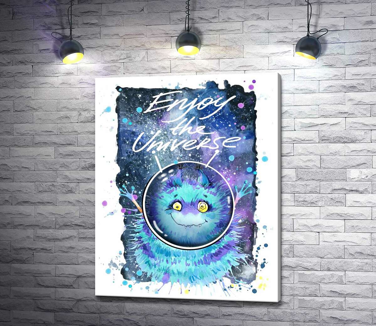 Картина ArtPoster Монстр с голубой шерстью летает в космосе с надписью "Enjoy the Universe" 130x166 см Модуль №1
Картина ArtPoster Монстр с голубой шерстью летает в космосе с надписью "Enjoy the Universe" 130x166 см Модуль №1