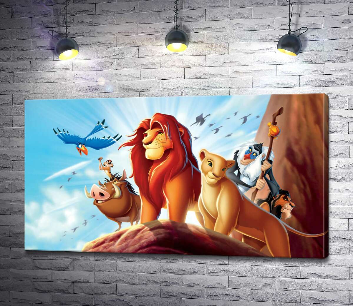 Картина ArtPoster Животные – герои мультфильма "Король Лев" (The Lion King) стоят на краю скалы во главе с Симбой 130x73 см Модуль №1
Картина ArtPoster Животные – герои мультфильма "Король Лев" (The Lion King) стоят на краю скалы во главе с Симбой 130x73 см Модуль №1