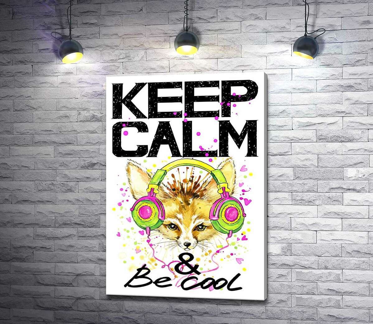 Картина ArtPoster Лиса фенек в наушниках среди надписи "keep calm and be cool" 50x73 см Модуль №1
Картина ArtPoster Лиса фенек в наушниках среди надписи "keep calm and be cool" 50x73 см Модуль №1