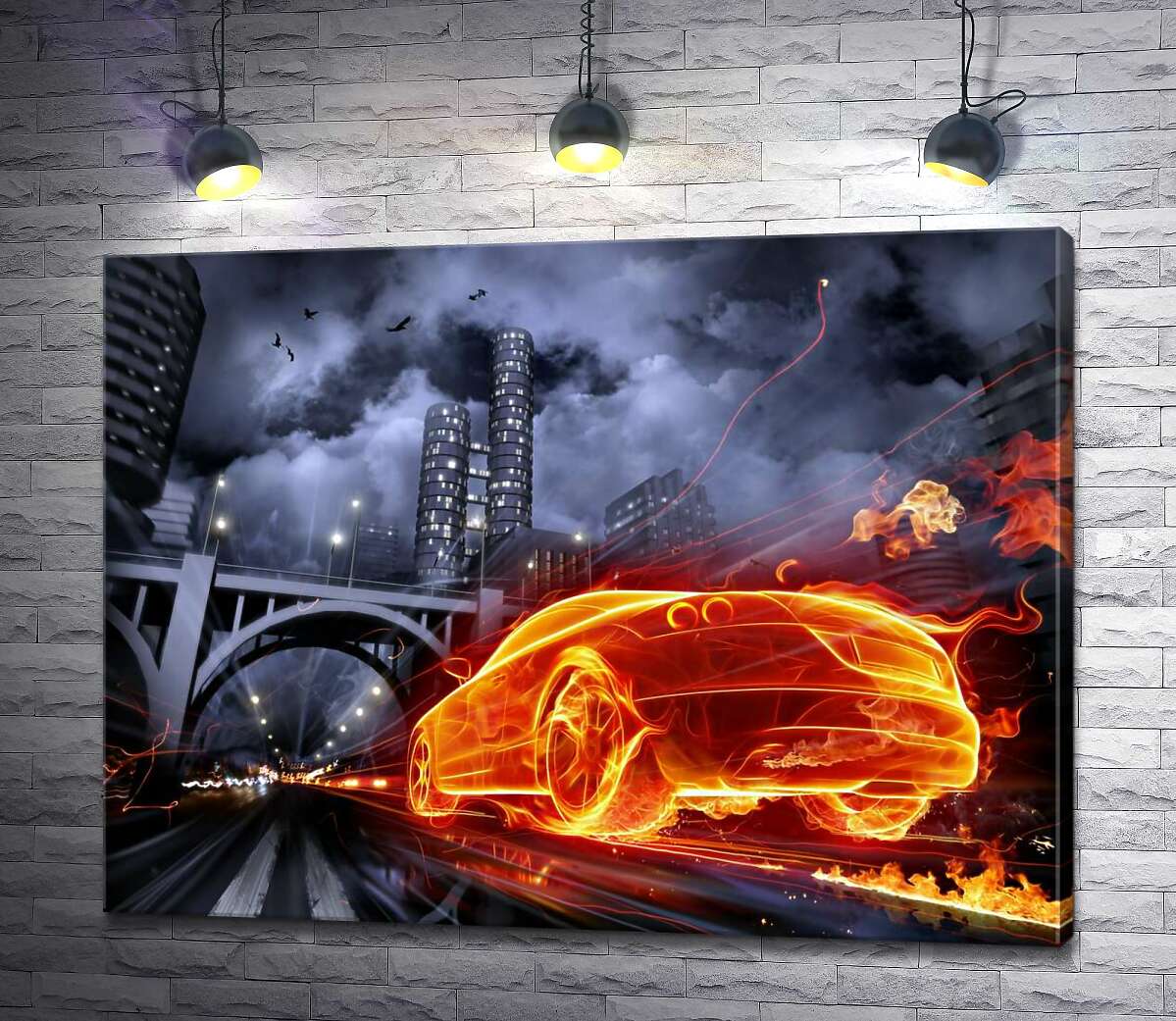 Картина ArtPoster Огненный призрак автомобиля несется под мост ночного города 130x99 см Модуль №1
Картина ArtPoster Огненный призрак автомобиля несется под мост ночного города 130x99 см Модуль №1