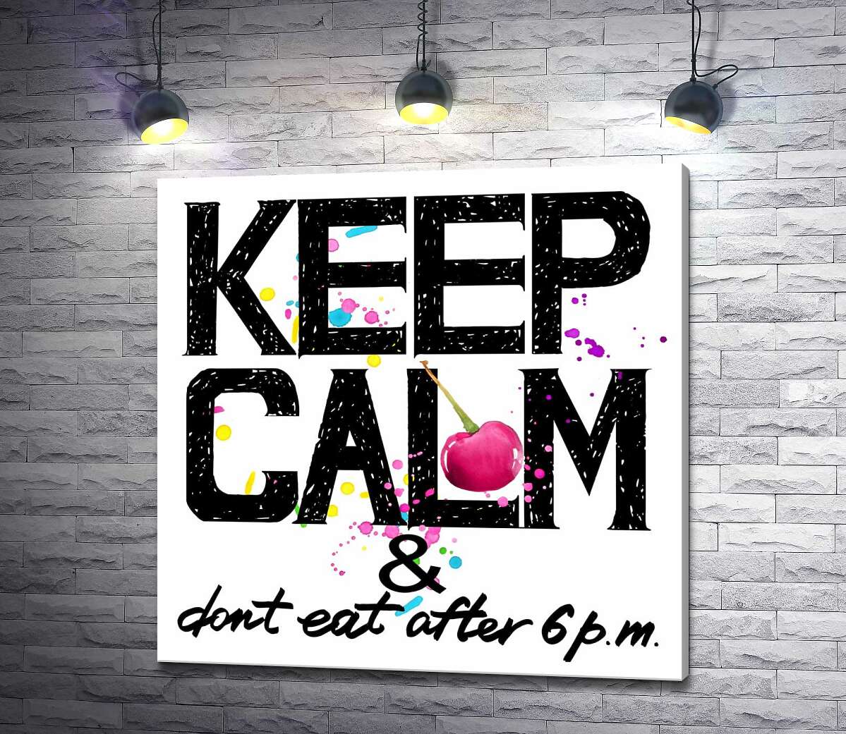 Картина ArtPoster Надпись черными буквами "keep calm and don't eat after 6 p.m." 130x130 см Модуль №1
Картина ArtPoster Надпись черными буквами "keep calm and don't eat after 6 p.m." 130x130 см Модуль №1