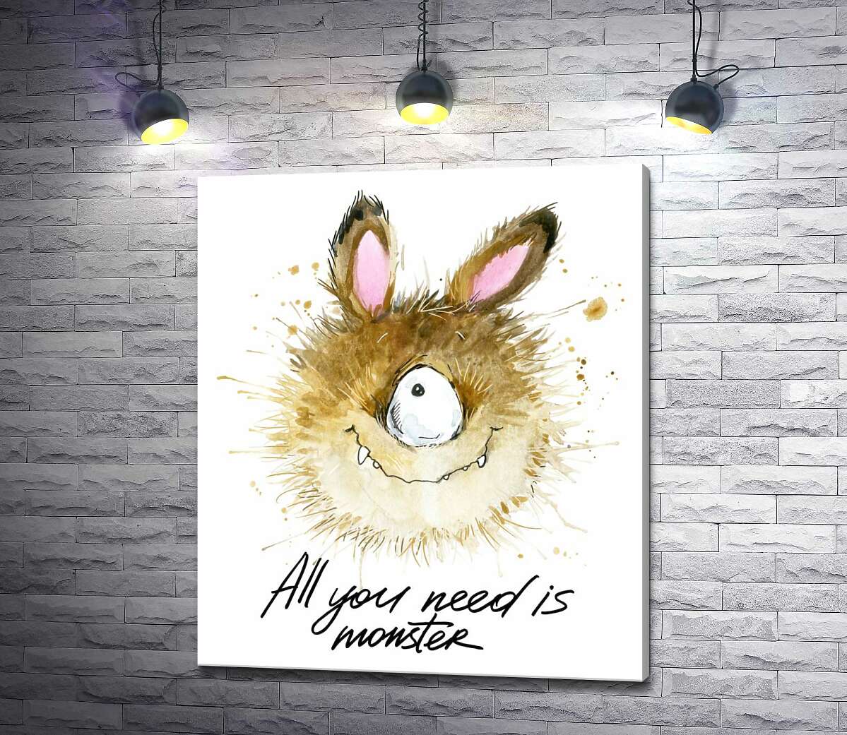 Картина ArtPoster Пушистый циклоп с заячьими ушами и надписью "all you need is monster" 100x118 см Модуль №1
Картина ArtPoster Пушистый циклоп с заячьими ушами и надписью "all you need is monster" 100x118 см Модуль №1