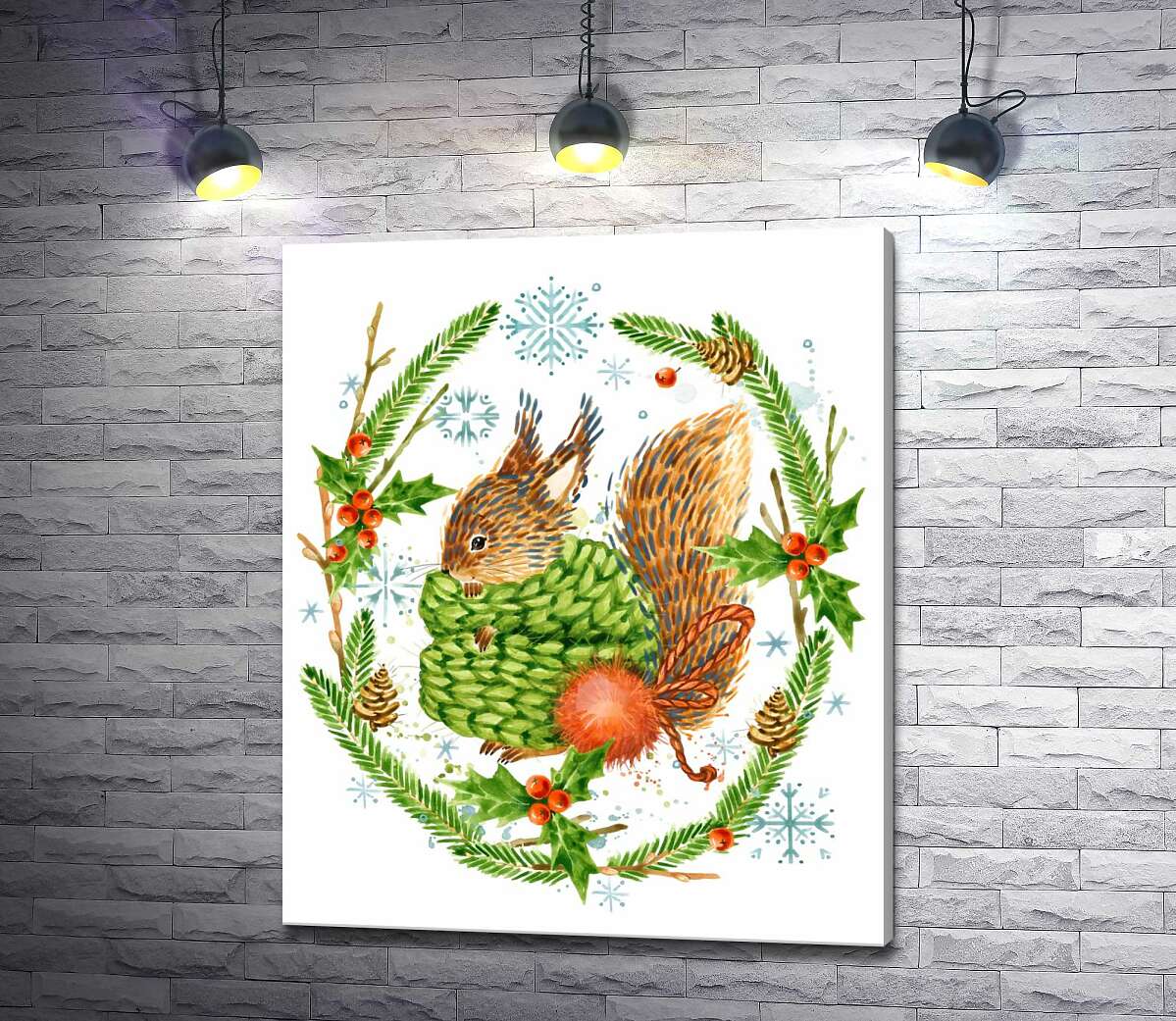 Картина ArtPoster Пушистая белка закуталась в шарф среди венка из остролиста и елки 100x121 см Модуль №1
Картина ArtPoster Пушистая белка закуталась в шарф среди венка из остролиста и елки 100x121 см Модуль №1