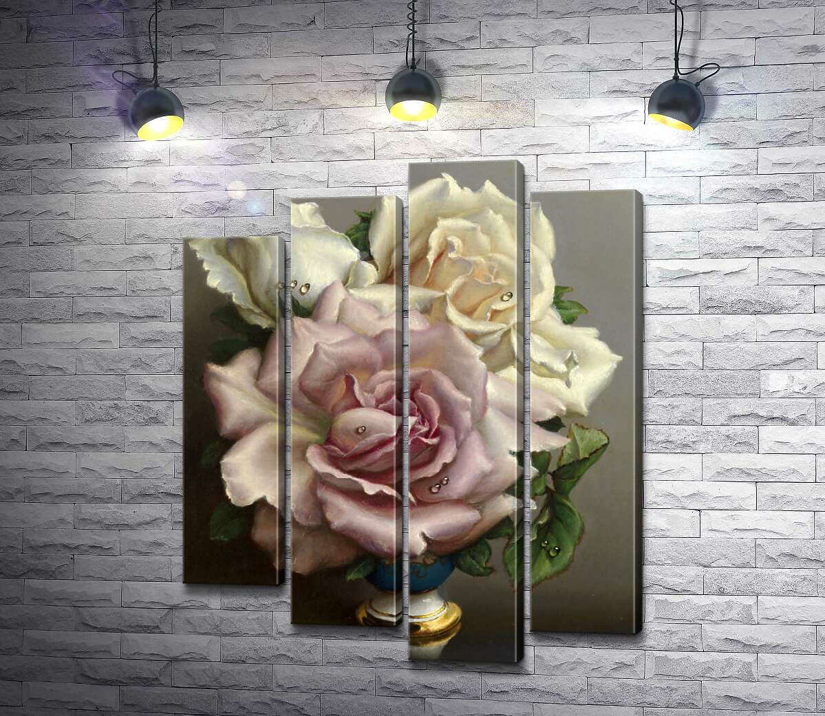 Модульная картина ArtPoster Белые и розовые розы в синей вазе 100x127 см Модуль №21
Модульная картина ArtPoster Белые и розовые розы в синей вазе 100x127 см Модуль №21