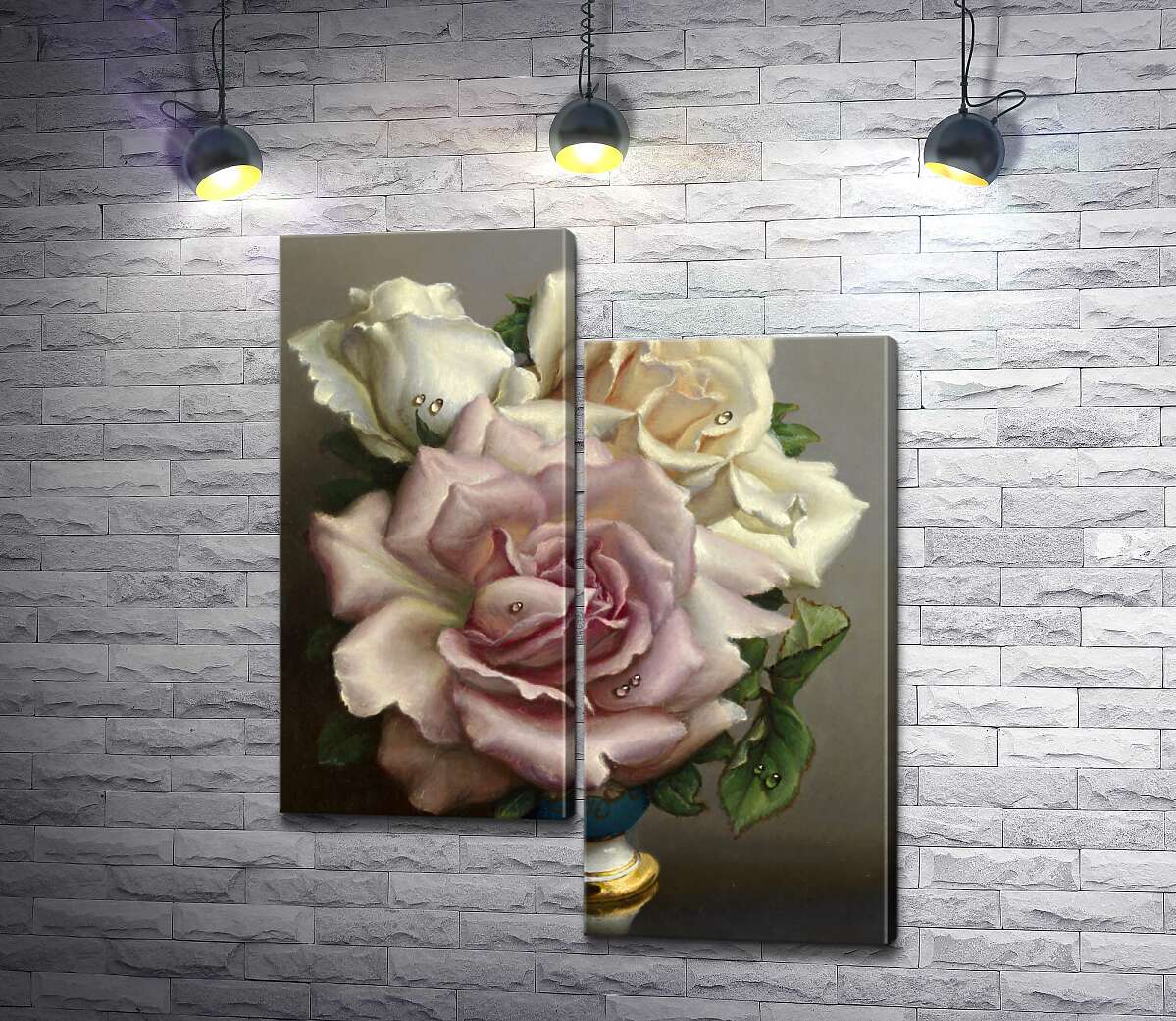 Модульная картина ArtPoster Белые и розовые розы в синей вазе 100x126 см Модуль №5
Модульная картина ArtPoster Белые и розовые розы в синей вазе 100x126 см Модуль №5