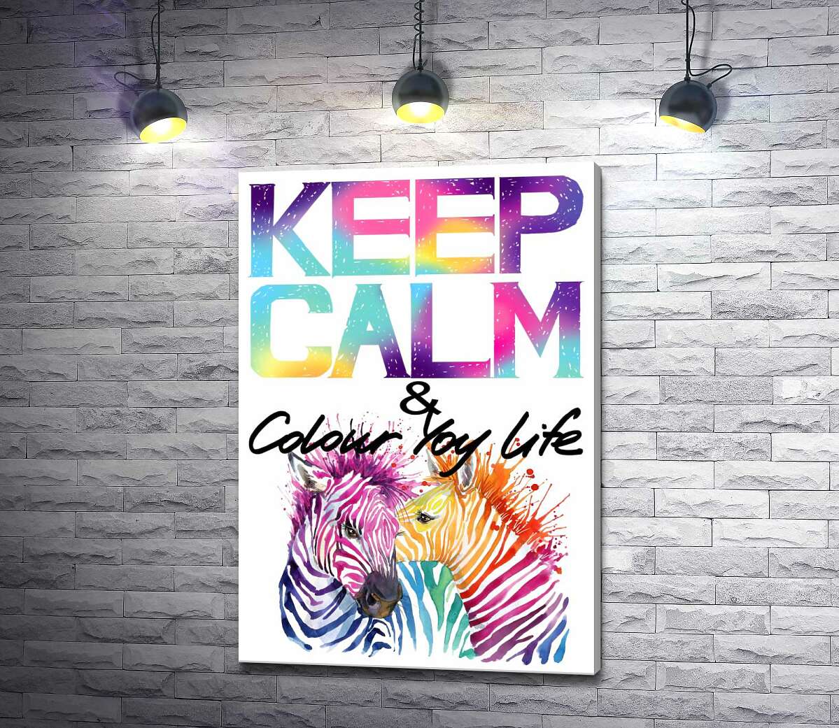 Картина ArtPoster Яркие зебры под надписью "keep calm and colour your life" 130x190 см Модуль №1
Картина ArtPoster Яркие зебры под надписью "keep calm and colour your life" 130x190 см Модуль №1