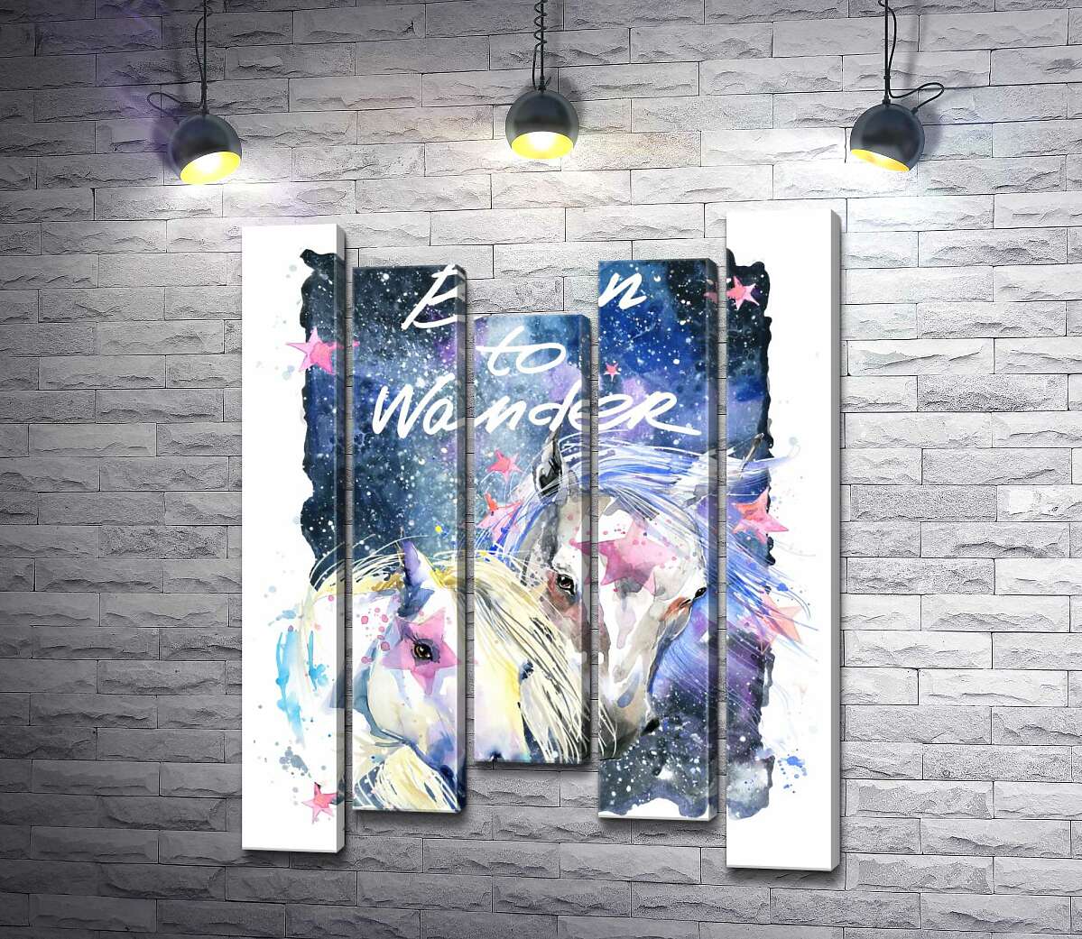 Модульная картина ArtPoster Белые кони со звездными отметинами в космосе с надписью "born to wander" 100x130 см Модуль №28
Модульная картина ArtPoster Белые кони со звездными отметинами в космосе с надписью "born to wander" 100x130 см Модуль №28