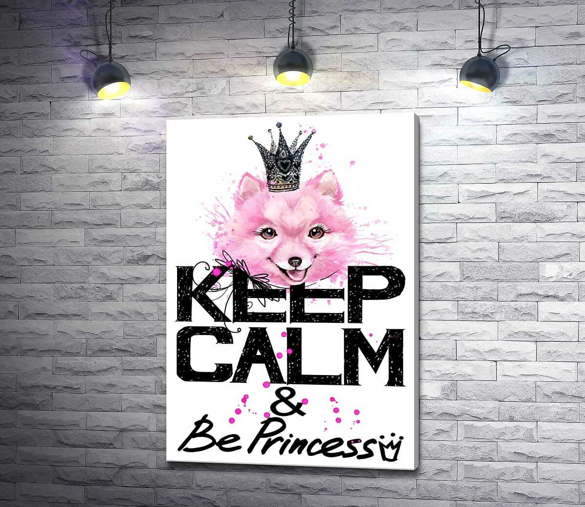 Картина ArtPoster Розовый померанский шпиц с ажурной короной над надписью "keep calm and be princess" 100x146 см Модуль №1
Картина ArtPoster Розовый померанский шпиц с ажурной короной над надписью "keep calm and be princess" 100x146 см Модуль №1