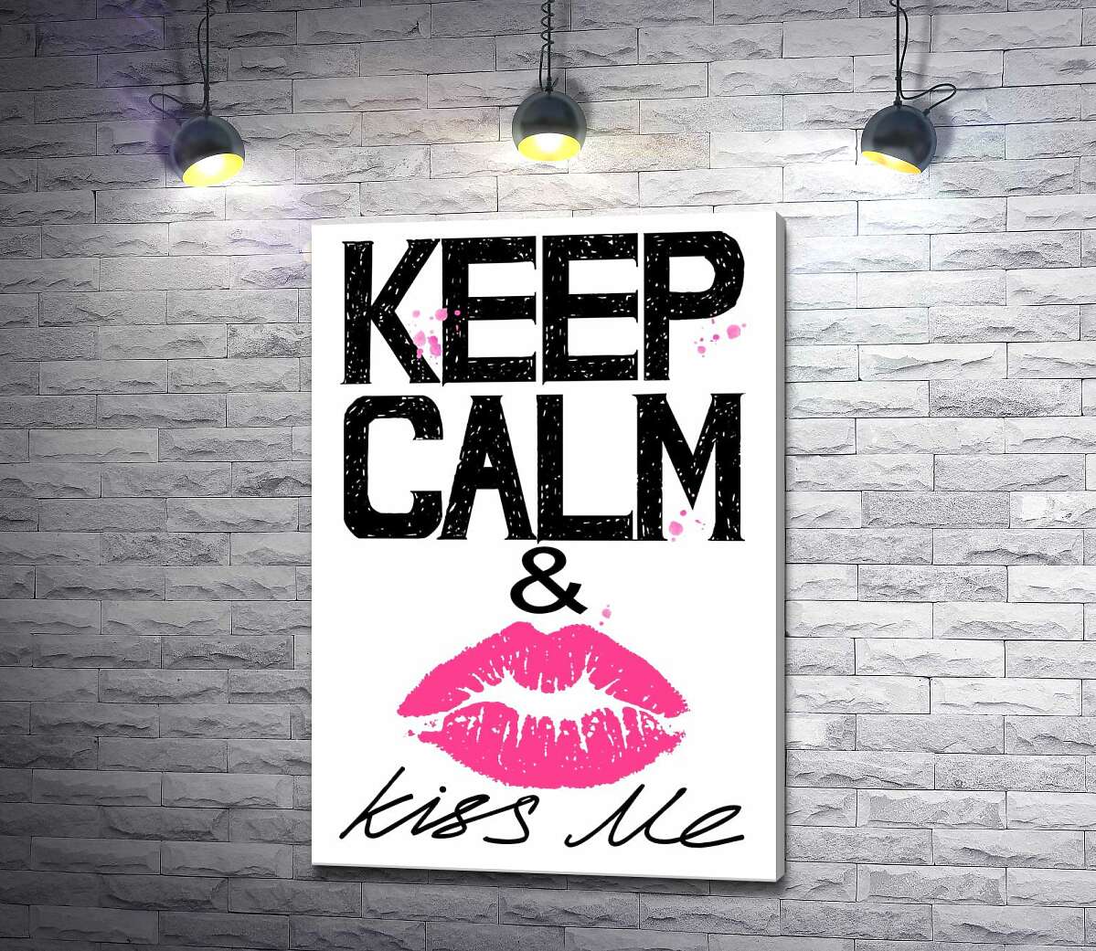 Картина ArtPoster Розовый отпечаток губ среди надписи "keep calm and kiss me" 130x190 см Модуль №1
Картина ArtPoster Розовый отпечаток губ среди надписи "keep calm and kiss me" 130x190 см Модуль №1