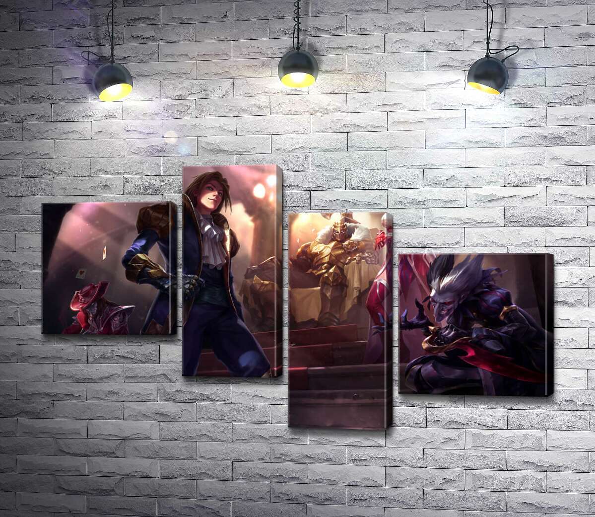 Модульная картина ArtPoster Герои видеоигры League of legends: шут Шако , ведьма Синдра , исследователь Эзреаль , железный призрак Мордекайзер , мастер карт Твистед Фейт (Twisted Fate) 100x60 см Модуль №20
Модульная картина ArtPoster Герои видеоигры League of legends: шут Шако , ведьма Синдра , исследователь Эзреаль , железный призрак Мордекайзер , мастер карт Твистед Фейт (Twisted Fate) 100x60 см Модуль №20