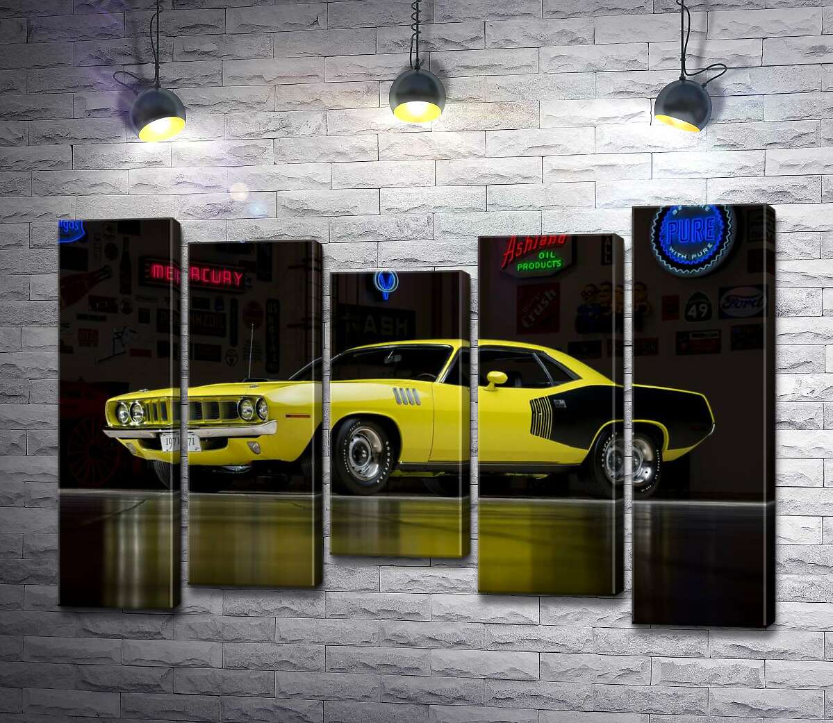 Модульная картина ArtPoster Желтый спортивный автомобиль Plymouth Barracuda, родом из 70-х 100x69 см Модуль №28
Модульная картина ArtPoster Желтый спортивный автомобиль Plymouth Barracuda, родом из 70-х 100x69 см Модуль №28