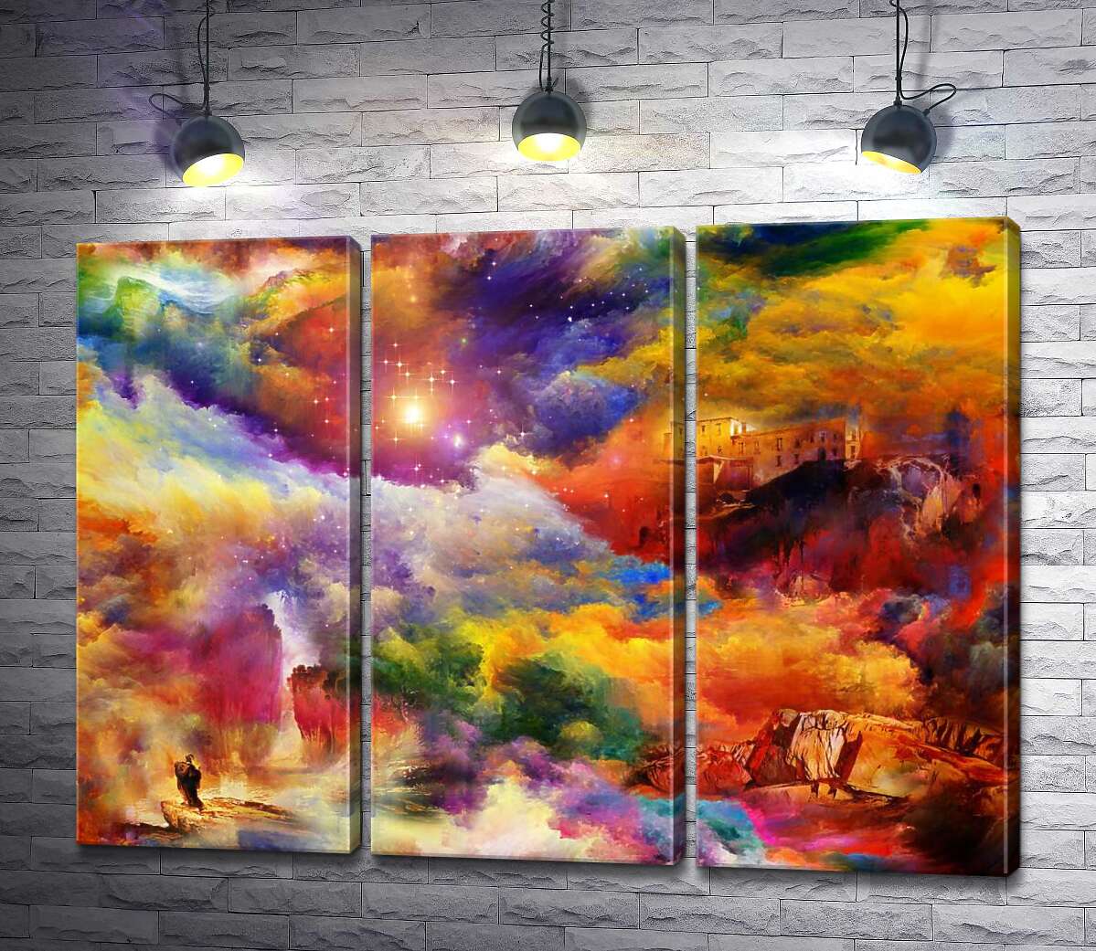 Модульная картина ArtPoster Дом над обрывом и скалистый водопад спрятались в мареве радужных облаков 102x75 см Модуль №11
Модульная картина ArtPoster Дом над обрывом и скалистый водопад спрятались в мареве радужных облаков 102x75 см Модуль №11