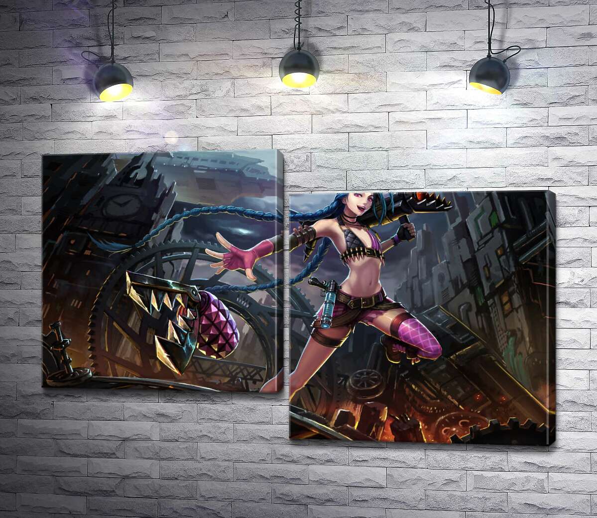 Модульная картина ArtPoster Героиня игры League of Legends, хулиганка Джинкс, на фоне разрушенного города 100x64 см Модуль №5
Модульная картина ArtPoster Героиня игры League of Legends, хулиганка Джинкс, на фоне разрушенного города 100x64 см Модуль №5
