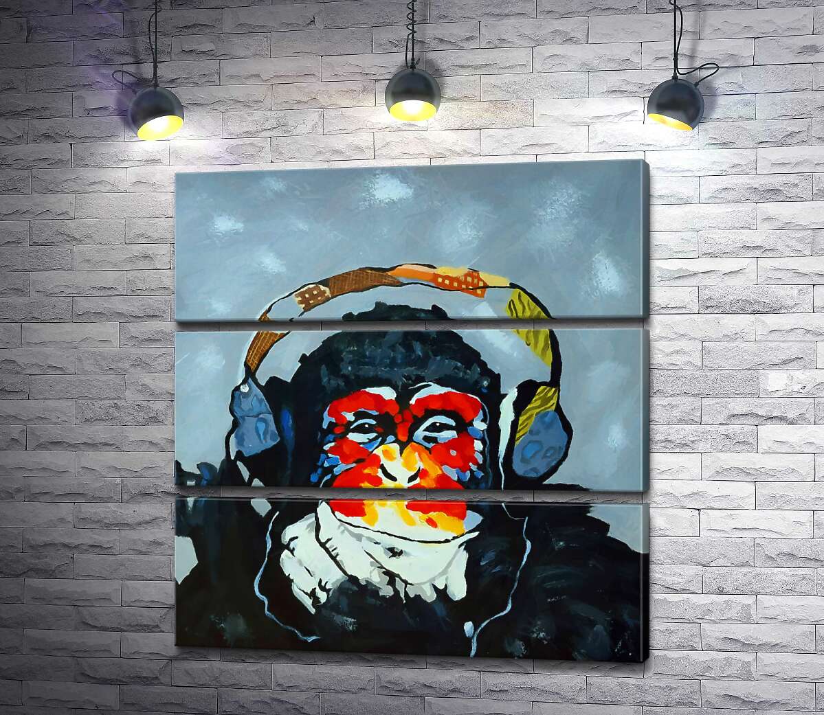 Модульная картина ArtPoster Горилла задумчиво слушает музыку в наушниках 130x135 см Модуль №13
Модульная картина ArtPoster Горилла задумчиво слушает музыку в наушниках 130x135 см Модуль №13
