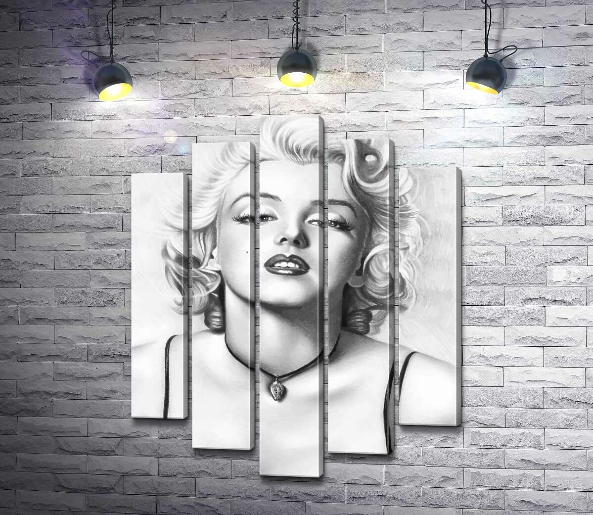Модульная картина ArtPoster Выдающаяся актриса Мэрилин Монро (Marilyn Monroe) с хрупким кулоном на шее 100x132 см Модуль №26
Модульная картина ArtPoster Выдающаяся актриса Мэрилин Монро (Marilyn Monroe) с хрупким кулоном на шее 100x132 см Модуль №26