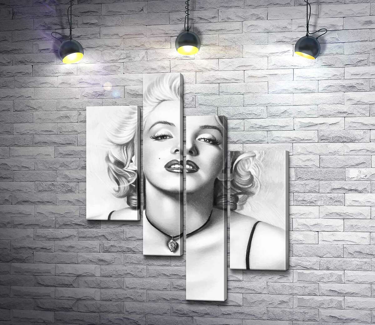 Модульная картина ArtPoster Выдающаяся актриса Мэрилин Монро (Marilyn Monroe) с хрупким кулоном на шее 130x171 см Модуль №20
Модульная картина ArtPoster Выдающаяся актриса Мэрилин Монро (Marilyn Monroe) с хрупким кулоном на шее 130x171 см Модуль №20