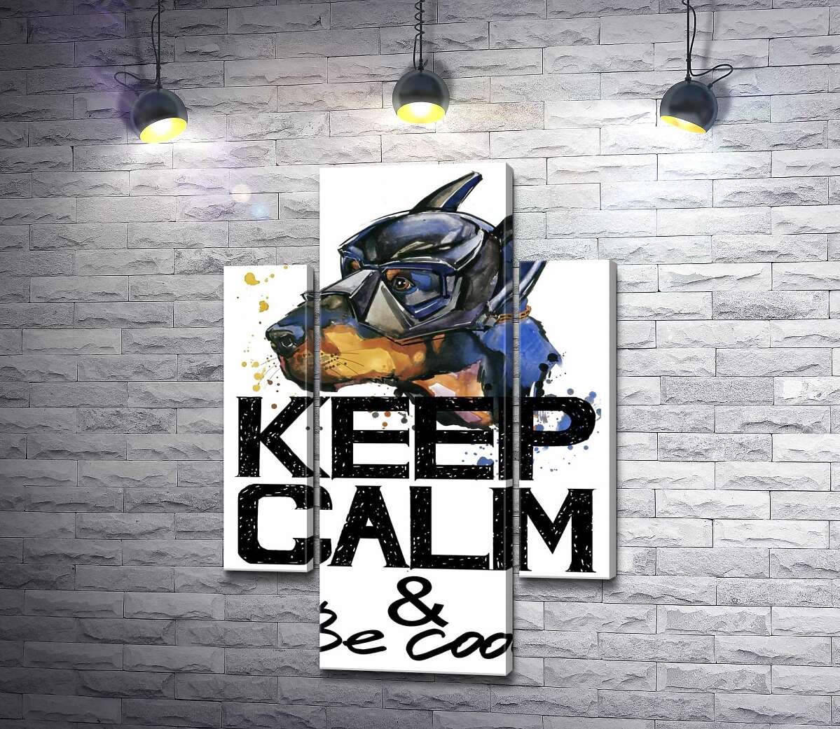 Модульная картина ArtPoster Доберман в маске Бэтмена среди надписи "keep calm and be cool" 80x119 см Модуль №7
Модульная картина ArtPoster Доберман в маске Бэтмена среди надписи "keep calm and be cool" 80x119 см Модуль №7