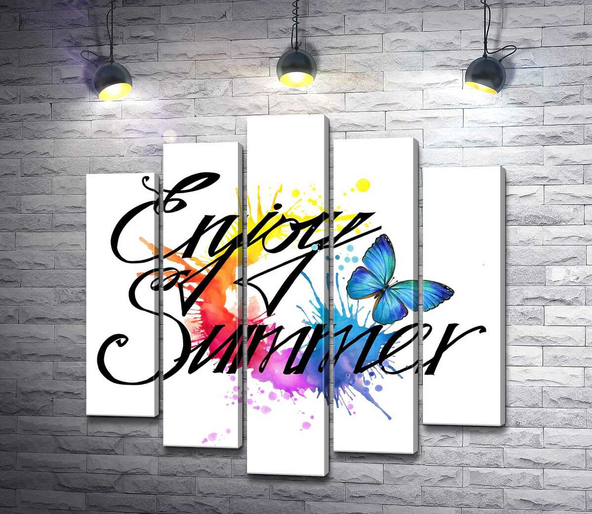 Модульная картина ArtPoster Голубая бабочка летает среди надписи "enjoy summer" 130x132 см Модуль №26
Модульная картина ArtPoster Голубая бабочка летает среди надписи "enjoy summer" 130x132 см Модуль №26
