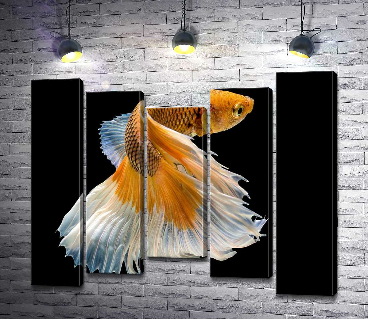 Модульная картина ArtPoster Золотая рыба-петушок с белым пышным хвостом 130x109 см Модуль №28
Модульная картина ArtPoster Золотая рыба-петушок с белым пышным хвостом 130x109 см Модуль №28