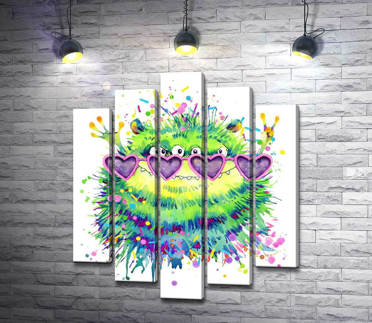 Модульная картина ArtPoster Зеленый монстр в очках-сердечках 100x120 см Модуль №26
Модульная картина ArtPoster Зеленый монстр в очках-сердечках 100x120 см Модуль №26