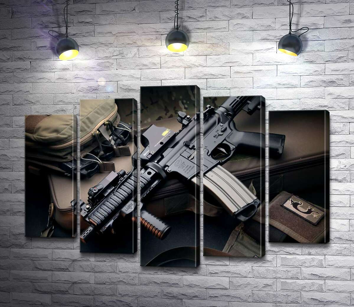 Модульная картина ArtPoster Жизнь военного: автомат и снаряжение 130x93 см Модуль №26
Модульная картина ArtPoster Жизнь военного: автомат и снаряжение 130x93 см Модуль №26