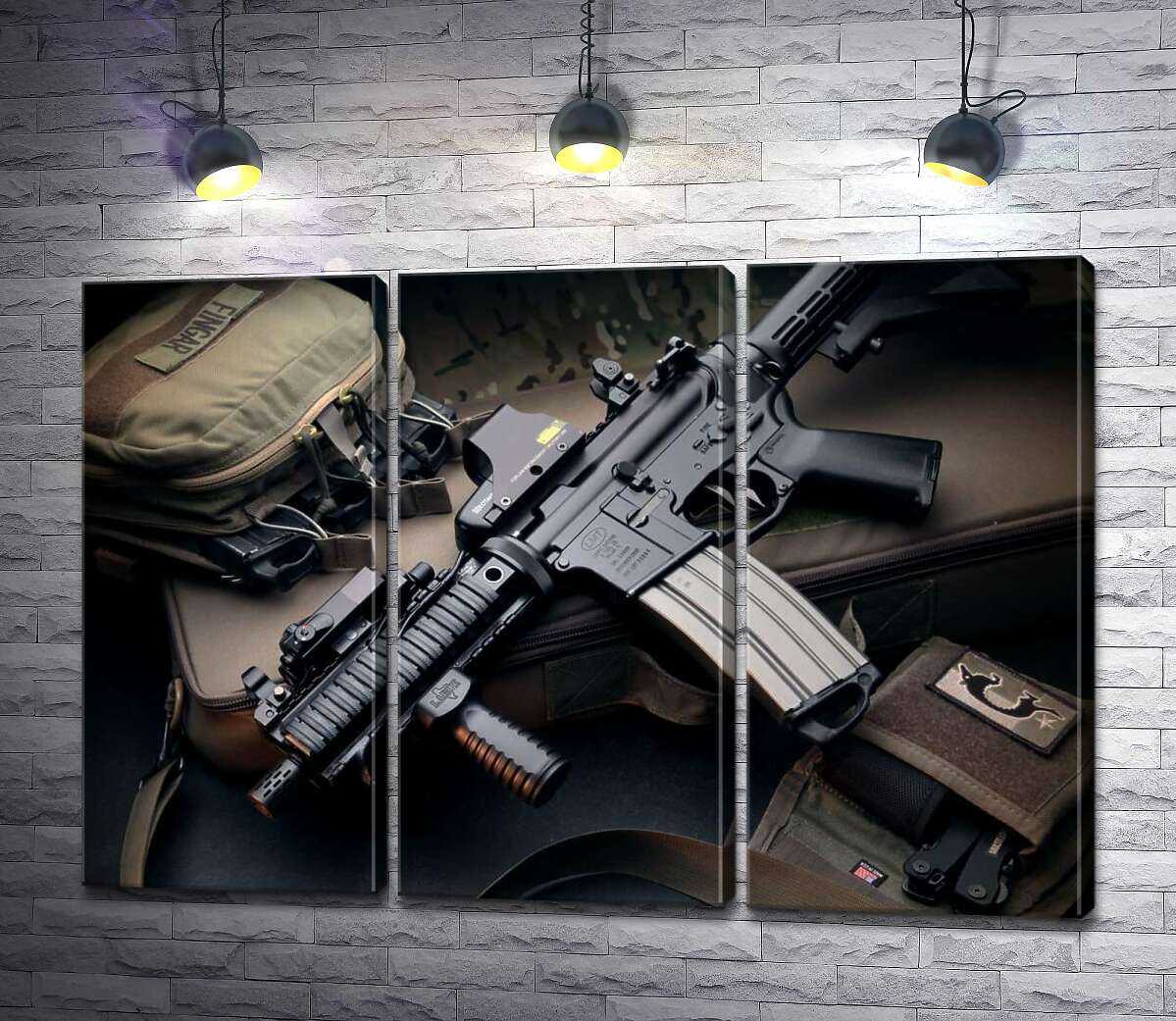 Модульная картина ArtPoster Жизнь военного: автомат и снаряжение 60x42 см Модуль №11
Модульная картина ArtPoster Жизнь военного: автомат и снаряжение 60x42 см Модуль №11