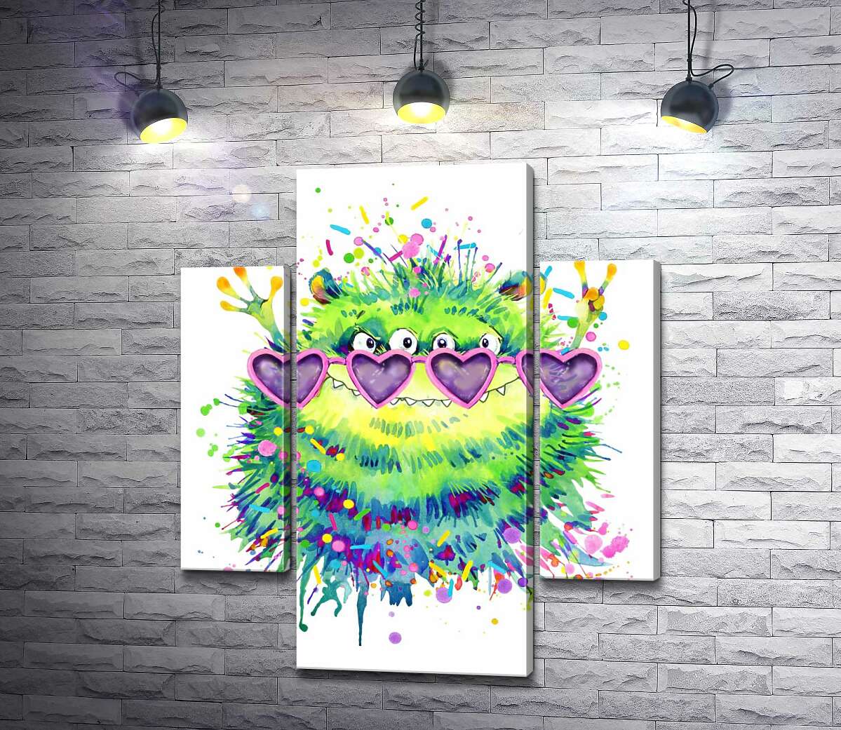 Модульная картина ArtPoster Зеленый монстр в очках-сердечках 100x119 см Модуль №7
Модульная картина ArtPoster Зеленый монстр в очках-сердечках 100x119 см Модуль №7