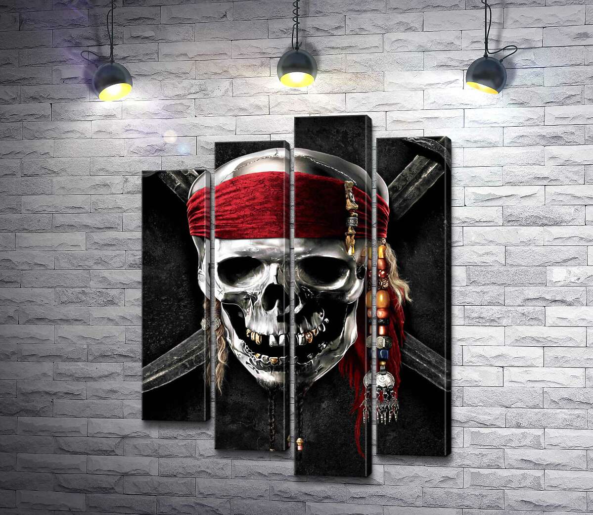 Модульная картина ArtPoster Знаменитый череп Джека Воробья (Jack Sparrow) на фильме "Пираты Карибского моря" (Pirates of the Caribbean) 132x176 см Модуль №21
Модульная картина ArtPoster Знаменитый череп Джека Воробья (Jack Sparrow) на фильме "Пираты Карибского моря" (Pirates of the Caribbean) 132x176 см Модуль №21