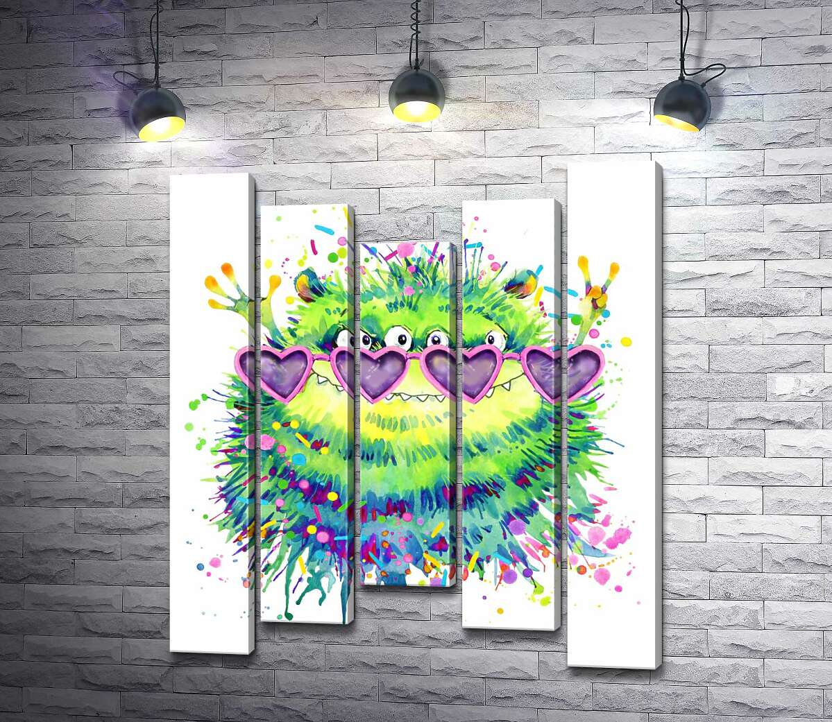 Модульная картина ArtPoster Зеленый монстр в очках-сердечках 100x120 см Модуль №28
Модульная картина ArtPoster Зеленый монстр в очках-сердечках 100x120 см Модуль №28