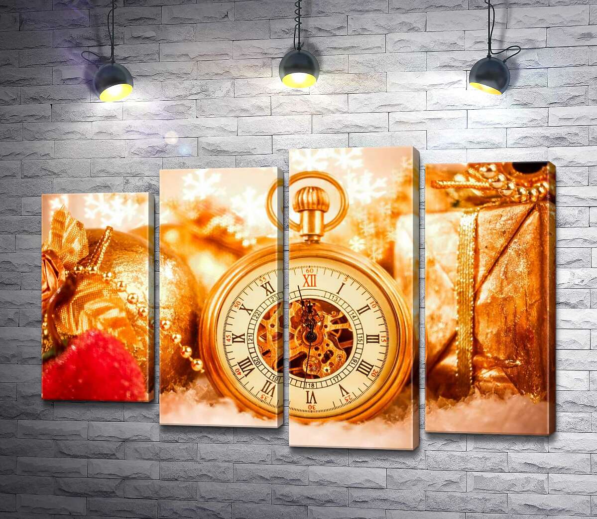 Модульная картина ArtPoster За пять минут до Нового года на золотых часах среди подарков и игрушек 80x54 см Модуль №21
Модульная картина ArtPoster За пять минут до Нового года на золотых часах среди подарков и игрушек 80x54 см Модуль №21