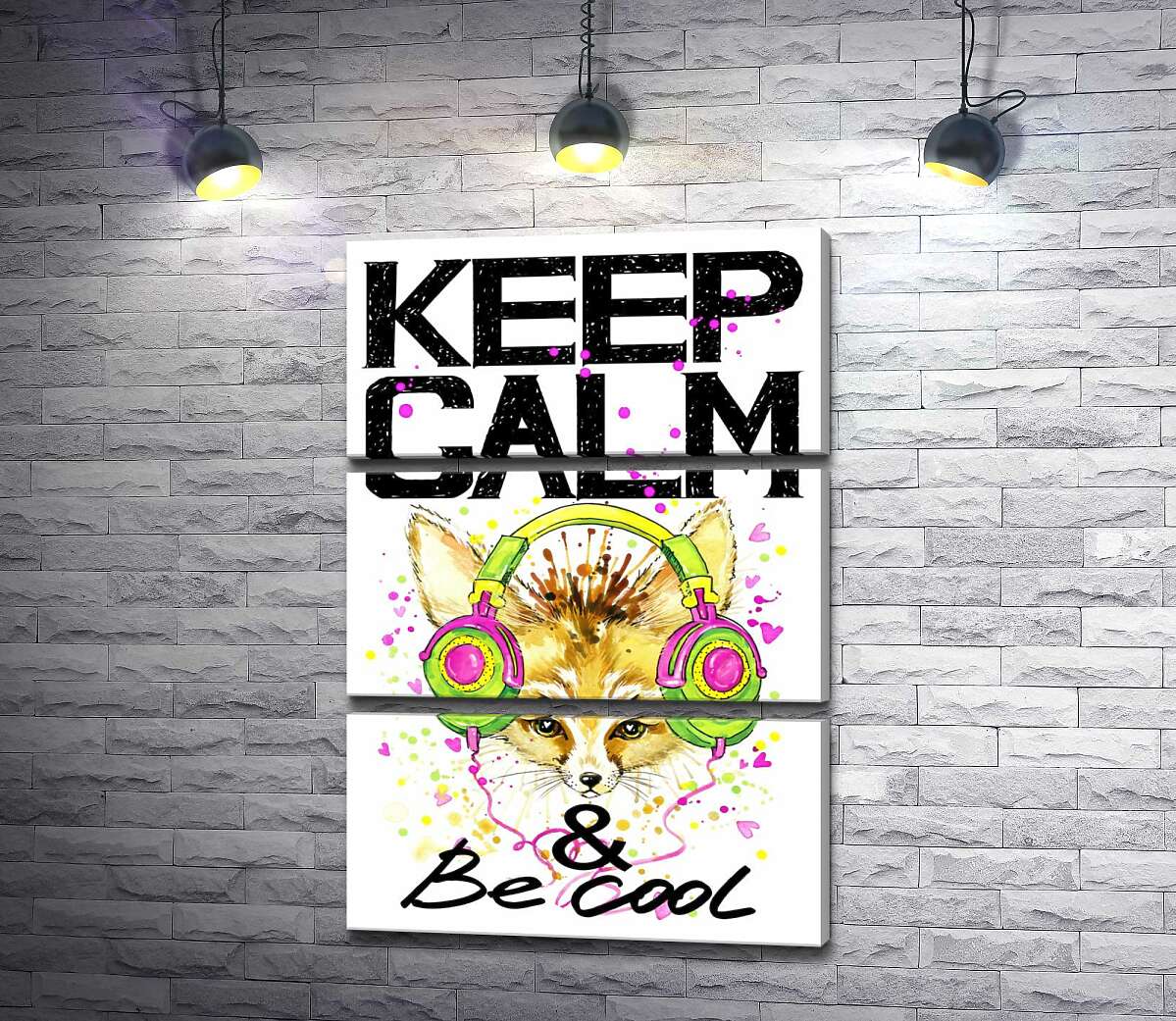 Модульная картина ArtPoster Лиса фенек в наушниках среди надписи "keep calm and be cool" 50x75 см Модуль №13
Модульная картина ArtPoster Лиса фенек в наушниках среди надписи "keep calm and be cool" 50x75 см Модуль №13