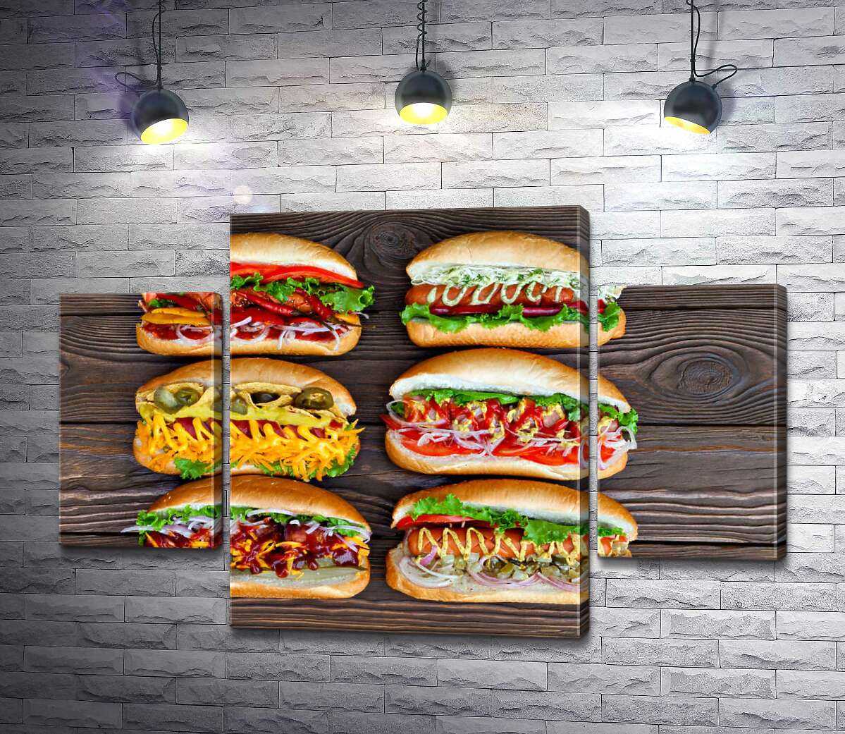 Модульная картина ArtPoster Красочные разновидности вкусных хот-догов 131x85 см Модуль №7
Модульная картина ArtPoster Красочные разновидности вкусных хот-догов 131x85 см Модуль №7