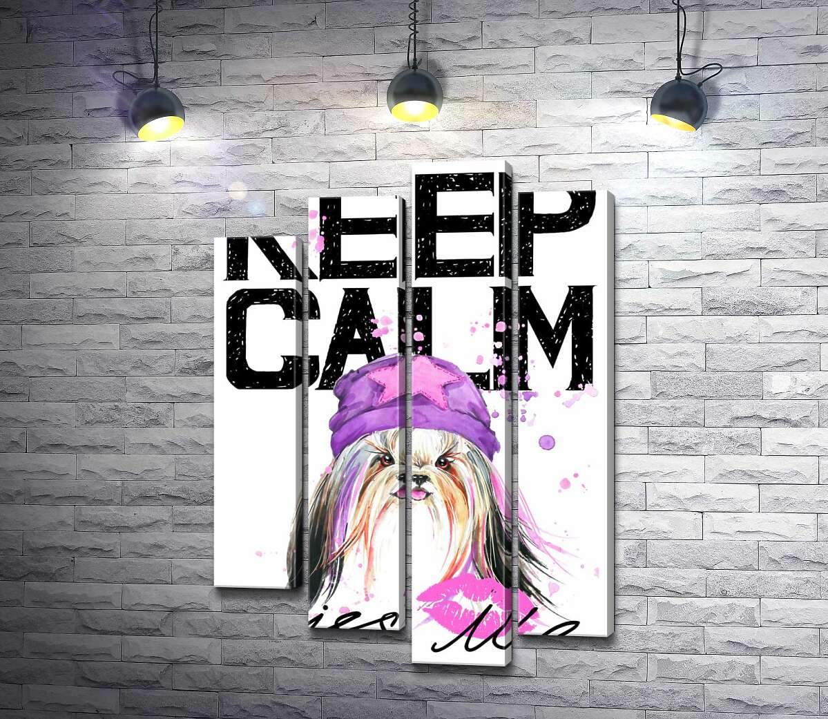 Модульная картина ArtPoster Модная собака среди надписи "keep calm and kiss me" 100x147 см Модуль №21
Модульная картина ArtPoster Модная собака среди надписи "keep calm and kiss me" 100x147 см Модуль №21