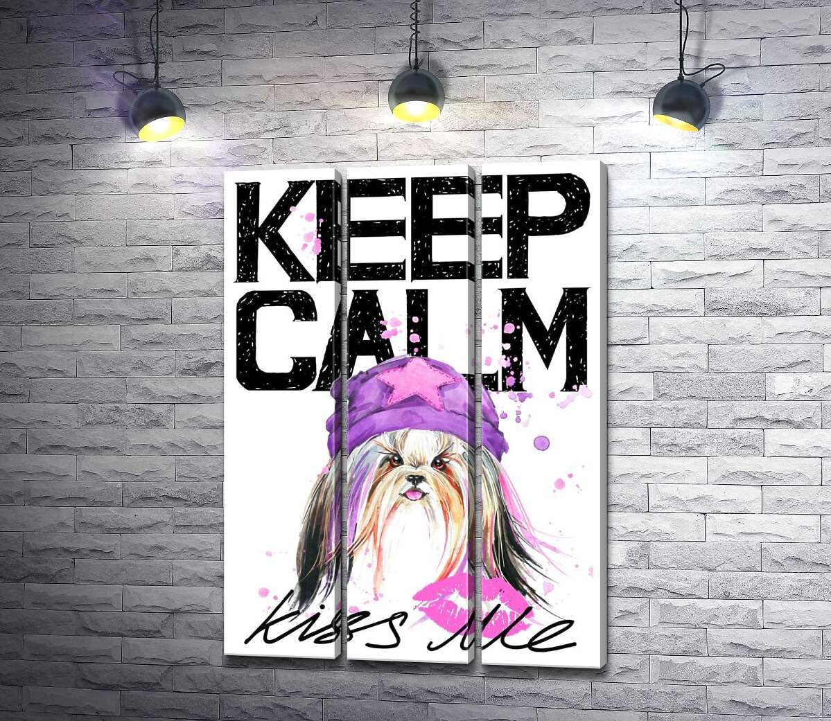 Модульная картина ArtPoster Модная собака среди надписи "keep calm and kiss me" 132x190 см Модуль №11
Модульная картина ArtPoster Модная собака среди надписи "keep calm and kiss me" 132x190 см Модуль №11