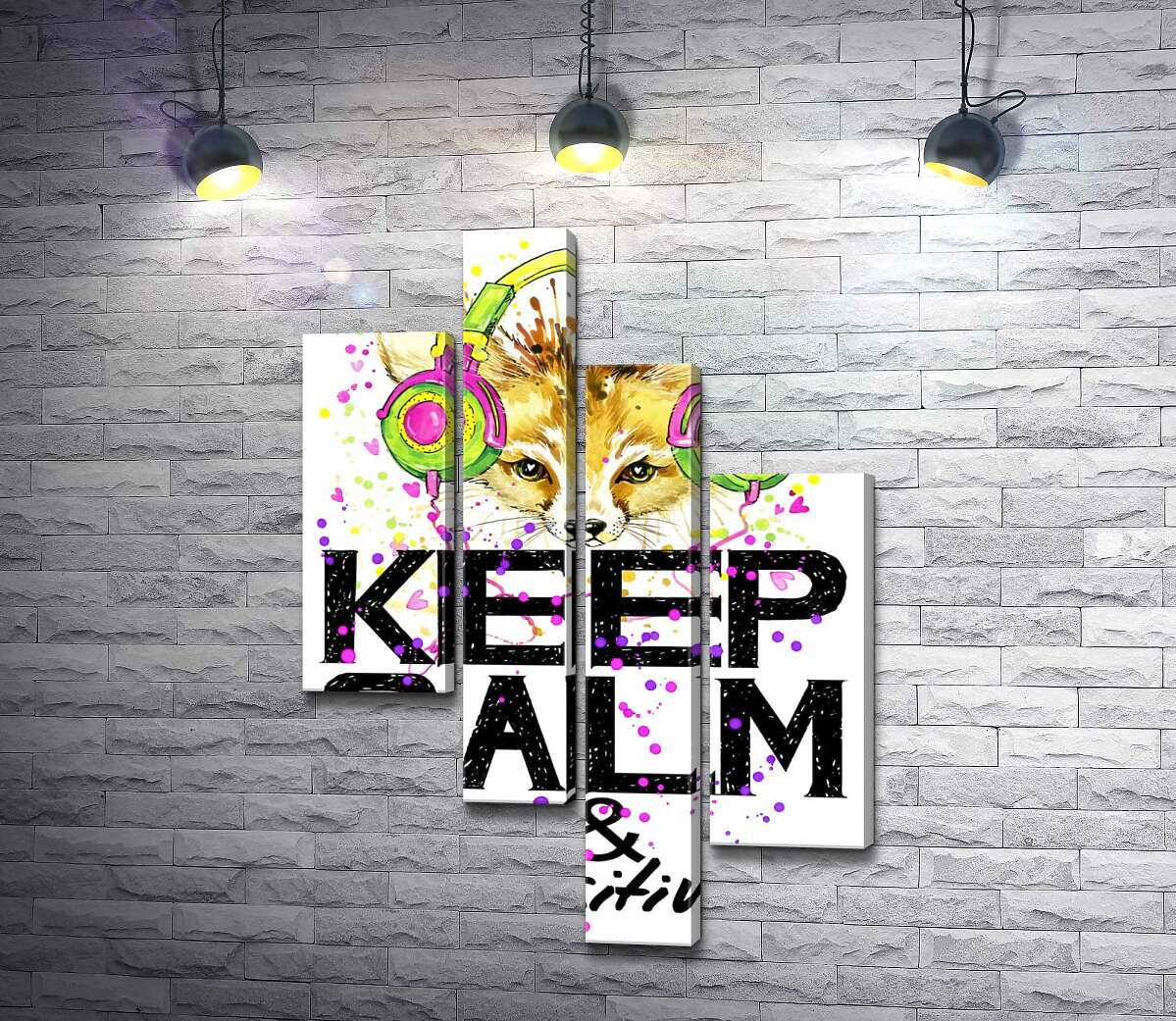 Модульная картина ArtPoster Лиса фенек в ярких наушниках над надписью "keep calm and be positive" 130x191 см Модуль №20
Модульная картина ArtPoster Лиса фенек в ярких наушниках над надписью "keep calm and be positive" 130x191 см Модуль №20