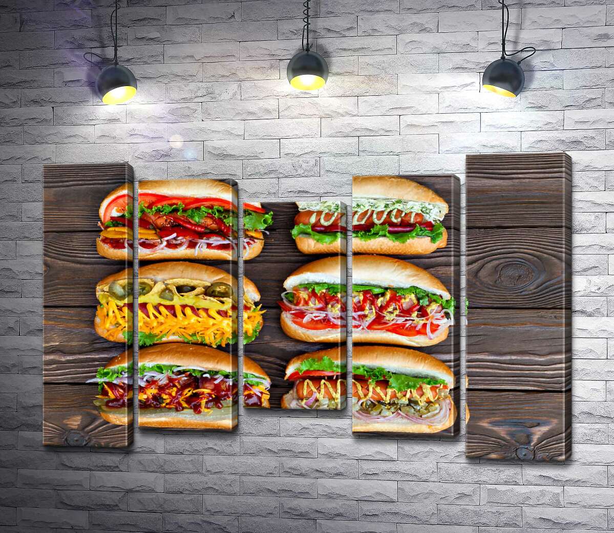 Модульная картина ArtPoster Красочные разновидности вкусных хот-догов 100x68 см Модуль №28
Модульная картина ArtPoster Красочные разновидности вкусных хот-догов 100x68 см Модуль №28