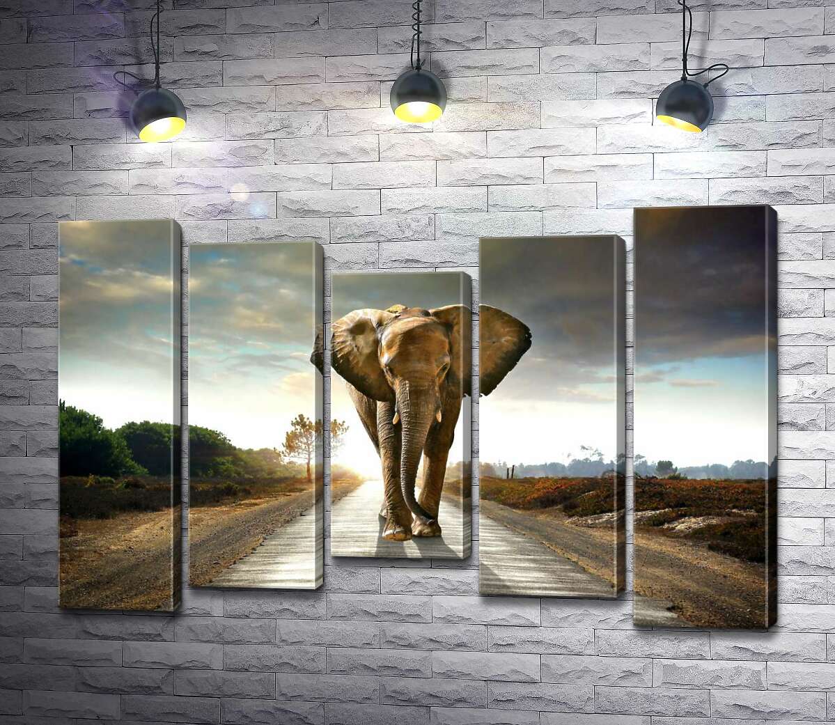 Модульная картина ArtPoster Массивная фигура следующего по дороге слона 130x88 см Модуль №28
Модульная картина ArtPoster Массивная фигура следующего по дороге слона 130x88 см Модуль №28