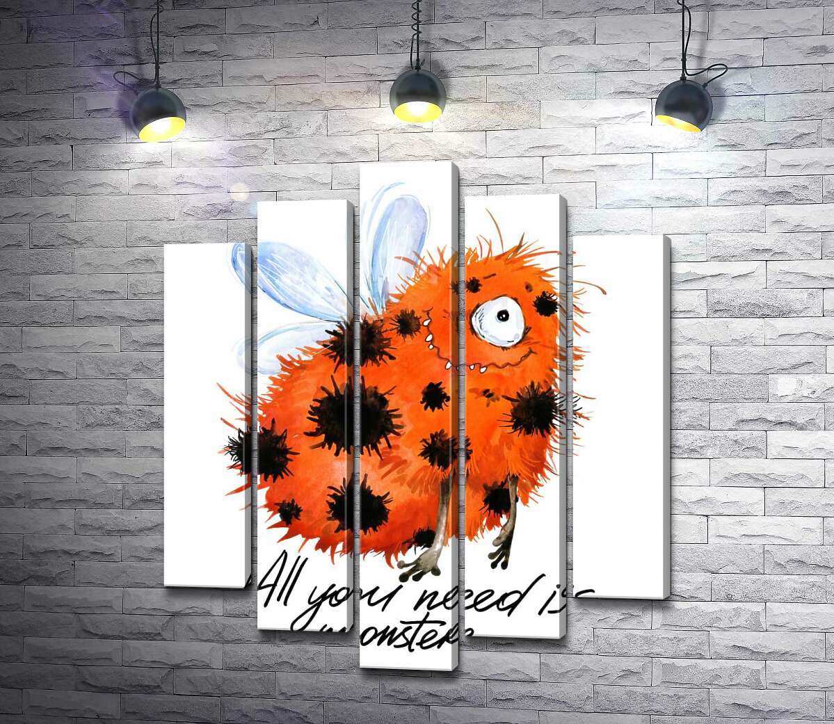 Модульная картина ArtPoster Красный пятнистый монстр с крыльями и надписью "all you need is monster" 130x156 см Модуль №26
Модульная картина ArtPoster Красный пятнистый монстр с крыльями и надписью "all you need is monster" 130x156 см Модуль №26