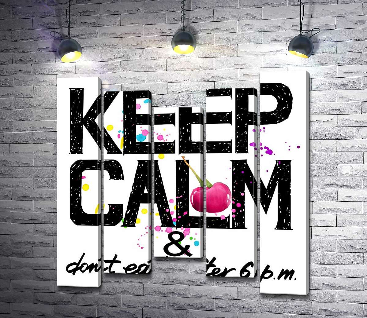 Модульная картина ArtPoster Надпись черными буквами "keep calm and don't eat after 6 p.m." 100x100 см Модуль №28
Модульная картина ArtPoster Надпись черными буквами "keep calm and don't eat after 6 p.m." 100x100 см Модуль №28