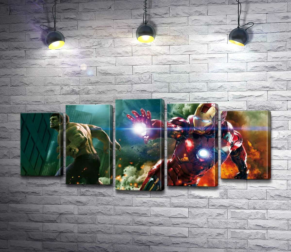 Модульная картина ArtPoster Непобедимые Халк (Hulk) и Железный человек (Iron Man) в фильме "Мстители" (The Avengers) 130x59 см Модуль №26
Модульная картина ArtPoster Непобедимые Халк (Hulk) и Железный человек (Iron Man) в фильме "Мстители" (The Avengers) 130x59 см Модуль №26