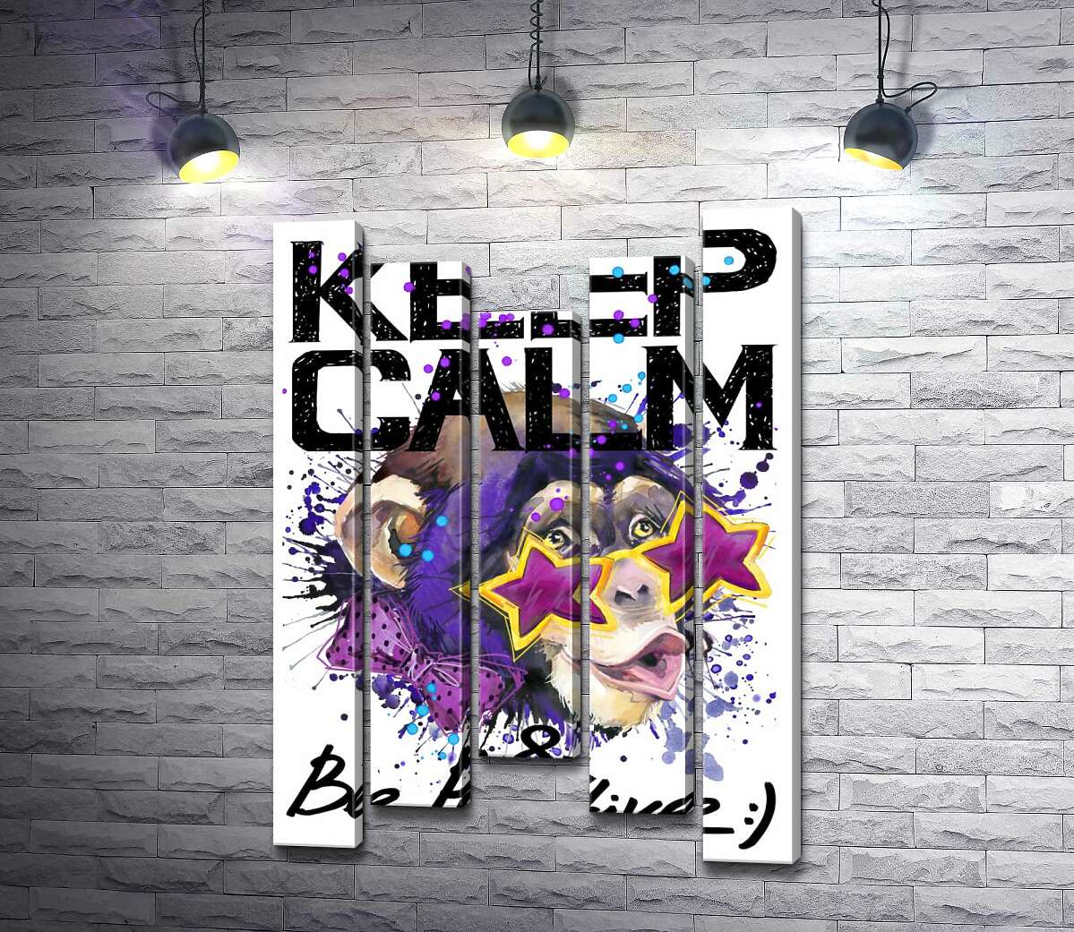 Модульная картина ArtPoster Обезьяна в звездных очках среди надписи "keep calm and be positive" 130x192 см Модуль №28
Модульная картина ArtPoster Обезьяна в звездных очках среди надписи "keep calm and be positive" 130x192 см Модуль №28