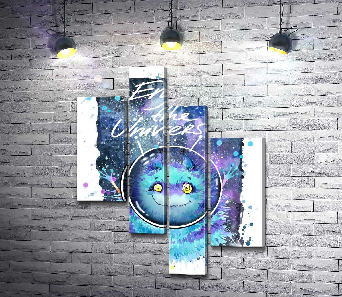 Модульная картина ArtPoster Монстр с голубой шерстью летает в космосе с надписью "Enjoy the Universe" 100x129 см Модуль №20
Модульная картина ArtPoster Монстр с голубой шерстью летает в космосе с надписью "Enjoy the Universe" 100x129 см Модуль №20