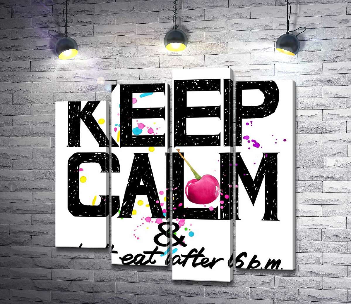 Модульная картина ArtPoster Надпись черными буквами "keep calm and don't eat after 6 p.m." 100x101 см Модуль №21
Модульная картина ArtPoster Надпись черными буквами "keep calm and don't eat after 6 p.m." 100x101 см Модуль №21