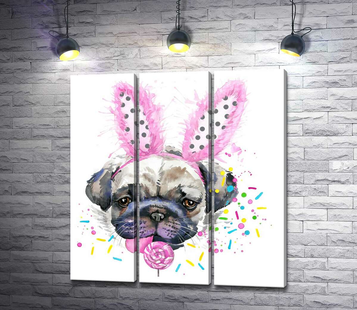 Модульная картина ArtPoster Мопс с заячьими ушками лижет леденец 132x142 см Модуль №11
Модульная картина ArtPoster Мопс с заячьими ушками лижет леденец 132x142 см Модуль №11