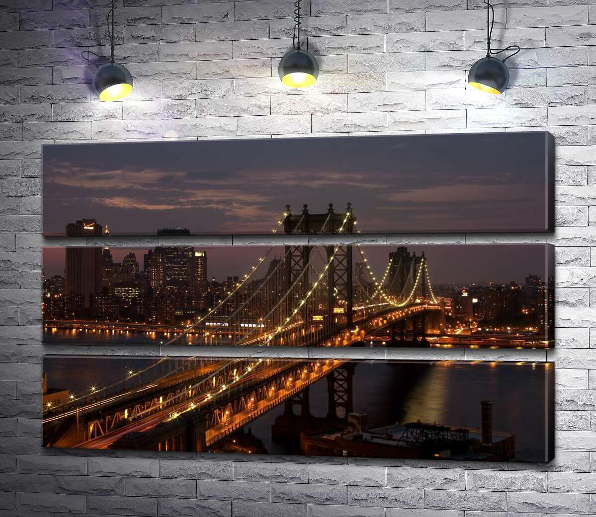 Модульная картина ArtPoster Огни Бруклинского моста (The Brooklyn Bridge) освещают ночную дорогу 97x60 см Модуль №13
Модульная картина ArtPoster Огни Бруклинского моста (The Brooklyn Bridge) освещают ночную дорогу 97x60 см Модуль №13