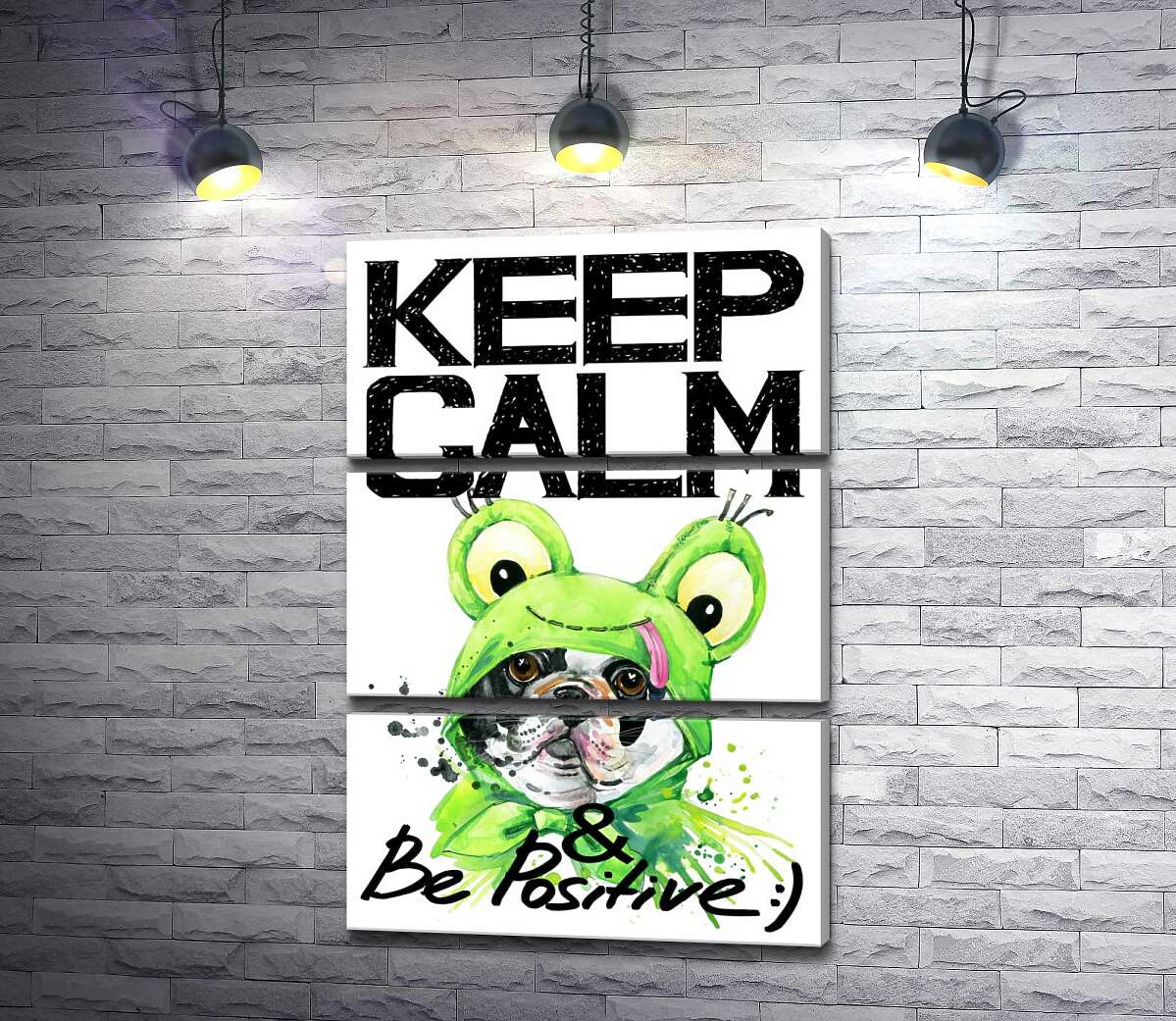 Модульная картина ArtPoster Мопс в зеленом костюме лягушки под надписью "keep calm and be positive" 50x75 см Модуль №13
Модульная картина ArtPoster Мопс в зеленом костюме лягушки под надписью "keep calm and be positive" 50x75 см Модуль №13