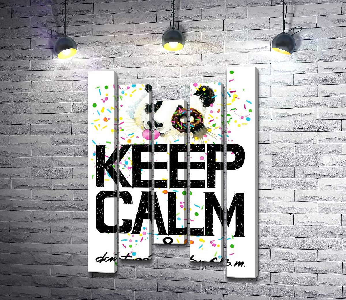 Модульная картина ArtPoster Панда с мягким донатсом над надписью "keep calm and don't eat after 6 p.m." 130x192 см Модуль №28
Модульная картина ArtPoster Панда с мягким донатсом над надписью "keep calm and don't eat after 6 p.m." 130x192 см Модуль №28
