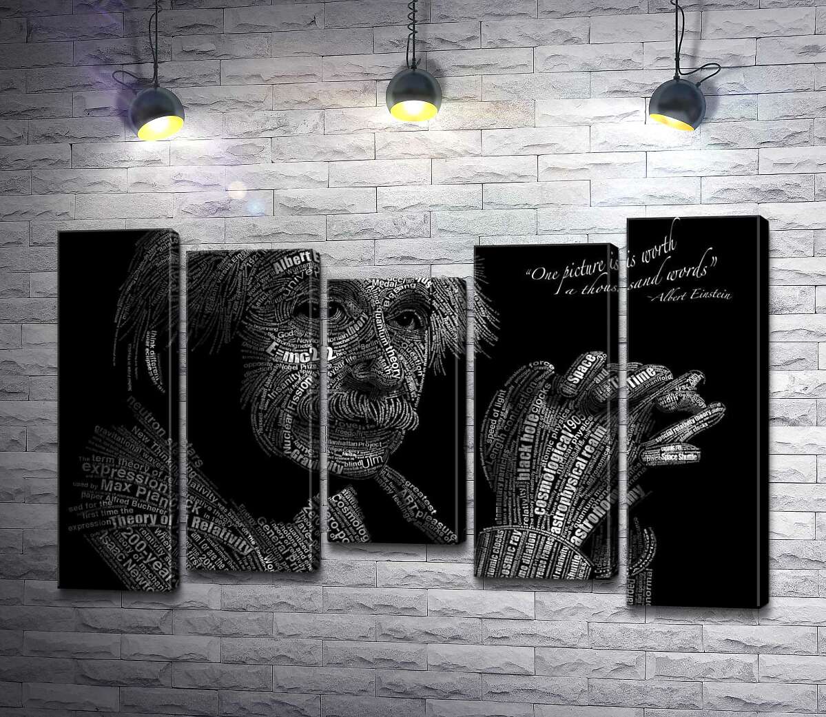 Модульная картина ArtPoster Портрет Альберта Эйнштейна (Albert Einstein) из сотни научных терминов 100x65 см Модуль №28
Модульная картина ArtPoster Портрет Альберта Эйнштейна (Albert Einstein) из сотни научных терминов 100x65 см Модуль №28